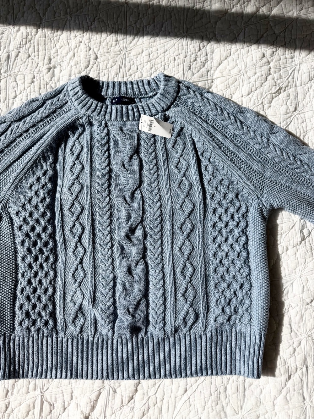 BNWT Gap Classic Cotton Cable-Knit Sweater in light Heather blue 🩵